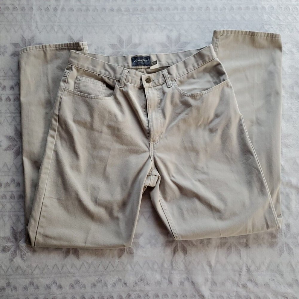 Eddie Bauer Size 36x34 Khaki Pants Chino 100% Cotton Casual Work Pants EUC